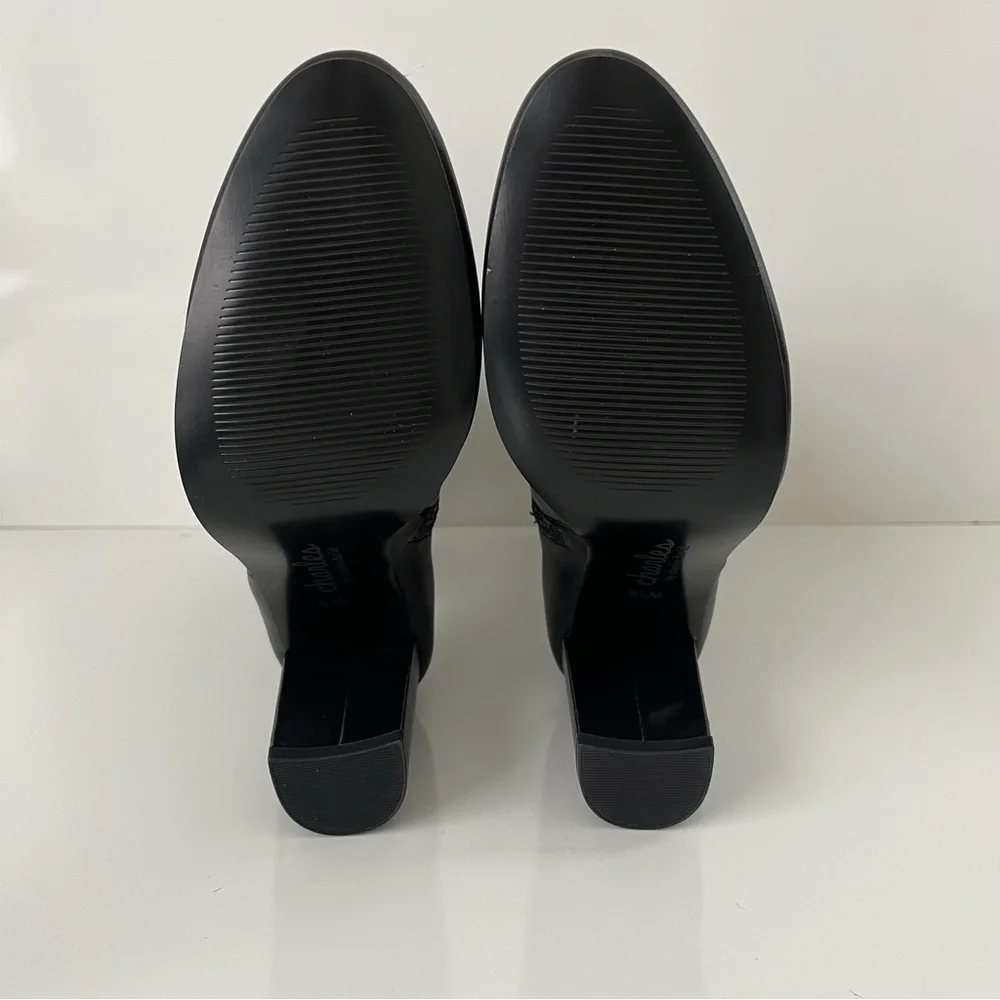 CHARLES DAVID Billow Faux Leather Pointed Toe Block Heeled Boot in Black NEW - Picture 13 of 14